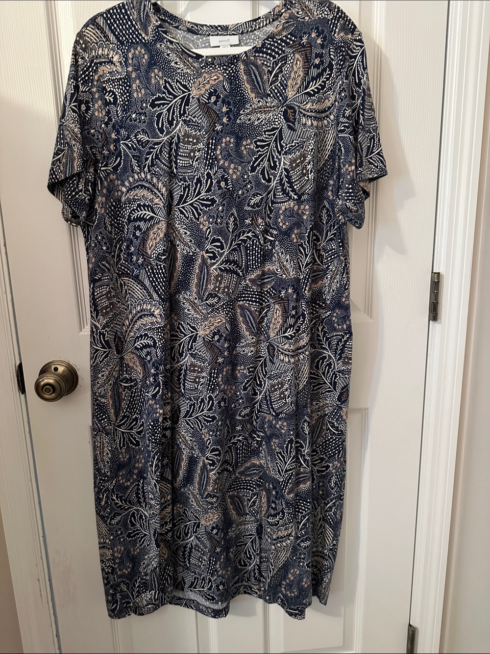 J. Jill Navy and Cream Floral Midi Dress